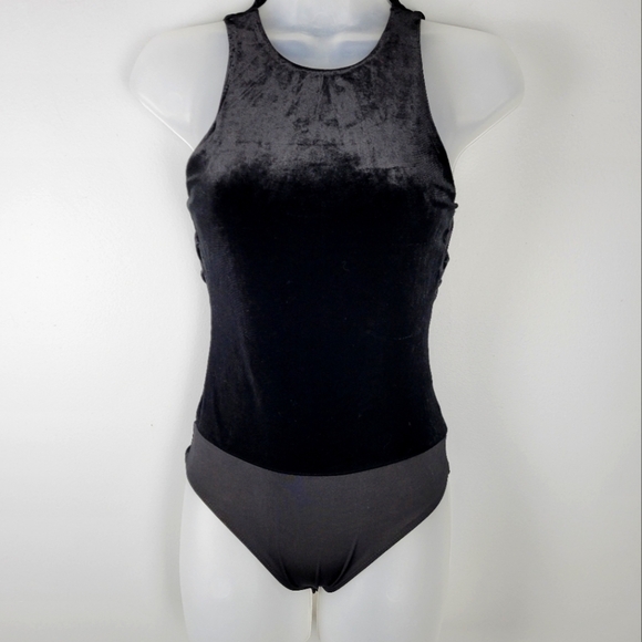 NWT Express Size XS Velvet Back Cutout Bodysuit - Picture 2 of 7